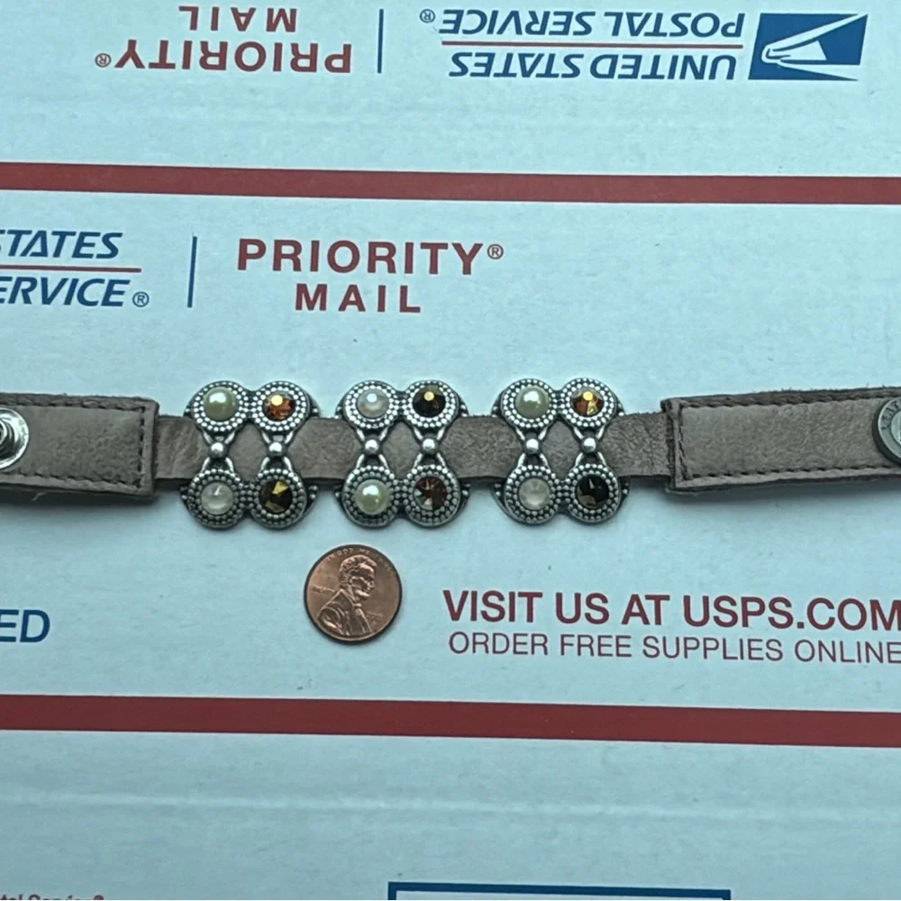 Leather Rock Stylish Leather Bracelet with Crystal Accents ✨New without tag✨